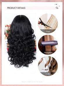 Music Festival Body Wavy 13*6 Lace Frontal Wigs Long YaKi Hair 24 Inch High Temperature Synthetic Lace Wig For Women Natural Black Color Cosplay Daily Party Makeup Use Woven's Lace Front Wigs Body Wave Hair