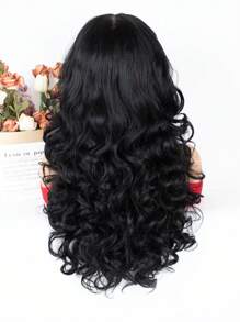 Music Festival Body Wavy 13*6 Lace Frontal Wigs Long YaKi Hair 24 Inch High Temperature Synthetic Lace Wig For Women Natural Black Color Cosplay Daily Party Makeup Use Woven's Lace Front Wigs Body Wave Hair