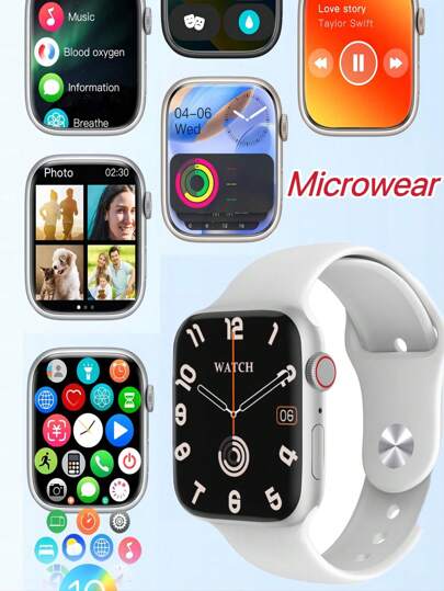 Microwear Smart Watch With 2.07" HD AMOLED Screen,Fitness Tracker Multiple Sport Modes Smartwatch With Heart Rate Blood Oxygen And Sleep Monitor,IP68 Waterproof Smart Watches For Men Women,Silver