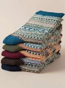 5 双女士冬季厚款柔软中筒袜