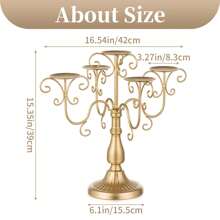 1pc Christmas Candle Candelabra Centerpiece - White Candelabra Holder For Pillars Decorative Candleholders For Wedding Reception Metal Candle Stands Decorations For Table Centerpieces - 金 - 1 件 - 查看 3