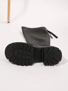 Women's Thick Sole Over-The-Knee Boots With Back Zipper, Fashion High-End Autumn/Winter Leather Riding Boots,Black Boots