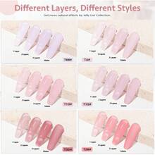 GLOZ 6 Colors Jelly Gel Nail Polish Sheer Pink Gel Nail Polish Crystal Transparent Milky Gel Polish Kit Nail Art Varnish Collection Gift Set