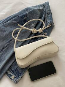 时尚纯色不对称翻盖可调节单肩包，适合购物、钱包、逛街、年轻女性、大学生、新人、白领。非常适合办公室、大学、工作、商务、通勤、户外、旅行和郊游 - 米色 - 查看 8