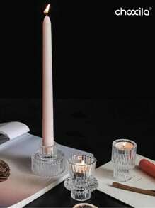 choxila 3 件/套，玻璃供奉蜡烛台，锥形蜡烛装饰茶灯台，可翻转烛台，适用于桌面摆件、婚礼、生日、礼物 - 3pcs/set - 查看 7