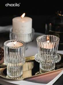 choxila 3 件/套，玻璃供奉蜡烛台，锥形蜡烛装饰茶灯台，可翻转烛台，适用于桌面摆件、婚礼、生日、礼物 - 3pcs/set - 查看 5