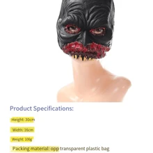 1 件万圣节/复活节恶作剧恐怖屋血腥面具，带红眼 - 黑色 - 查看 2