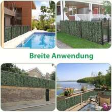 Künstliche Efeu Garten Sichtschutz 100x300cm Zaun Sichtschutzgitter Hecken Blättern Paneele Rolle Pflanzenkulisse für Gartenhecken Balkon Außendekoration