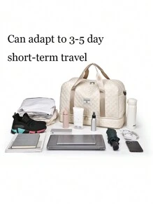 Custom Embroidered Large Capacity Women Travel Tote Bag, Multifunctional Waterproof Gym Sports Bag With Dry Wet Separation, Fashionable Diamond Pattern Lightweight Travel Bag - Multicolor - View 3