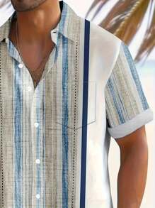 Cross Border Europe And America Printed Short Sleeve Shirt For Men, Plus Size Slim Fit Casual Shirt