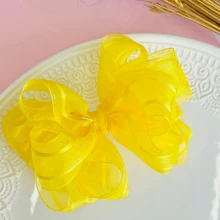 Children's Bow / Medium Bow / Yellow Bow / Delicate Bow / Party Bow / Organza Bow - Màu vàng - Xem 4