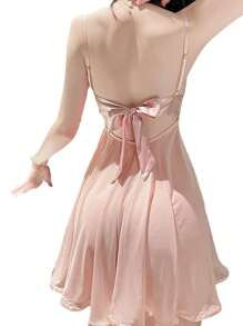 Sexy Lingerie Racy Sheer Minimalist Sexy Spaghetti Strap Nightgown - Pink - View 5