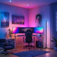 RGB Corner Floor Lamp, Color Changing Corner Light Modern Floor Lamp, 16M Dimmable Vertical Corner Lighting, Remote/APP Control For Living Room, Bedroom, Game Room - Multicolor - View 7