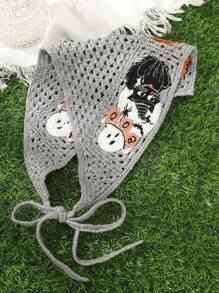 Women Bandana 1pc Halloween Headband Pumpkin, Bat, Spider Knitted Triangular Scarf Headband Hair Accessories Autumn Accessories Fall Winter Hair Band For Vacation Outfits Woman - Multicolor - View 3