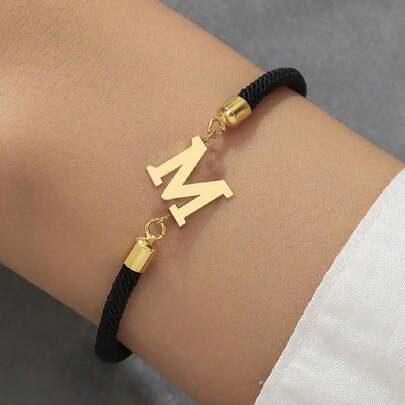 1 件新款经典 A-Z 字母手链女士简约可调节彩色绳手链女士珠宝礼物