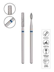 2件組日期形圓柱鑽石美甲拋光頭與美甲拋光工具 - 銀色 - 查看 6