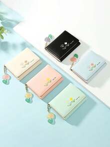 花卉印花三折短钱包 多卡槽 女士零钱包 女士礼物 情人节 - 彩色 - 查看 1