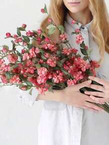 6 piezas Ramas de flores falsas de seda en flor, 90cm Flor de camelia artificial con tallos largos para decoración del hogar y arreglos de bodas, centros de mesa de fiestas y decoraciones - Rosa - Ver 5