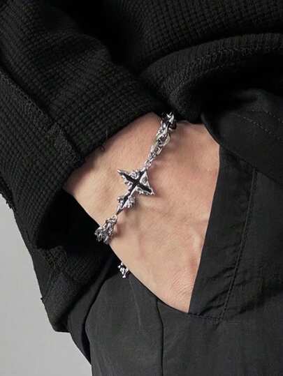 1 件男士时尚溶解黑暗万圣节手链，独特美式风格高端小众设计