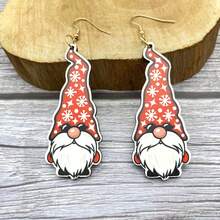 Christmas Cartoon Wooden Earrings, Holiday Gift, Christmas Earrings