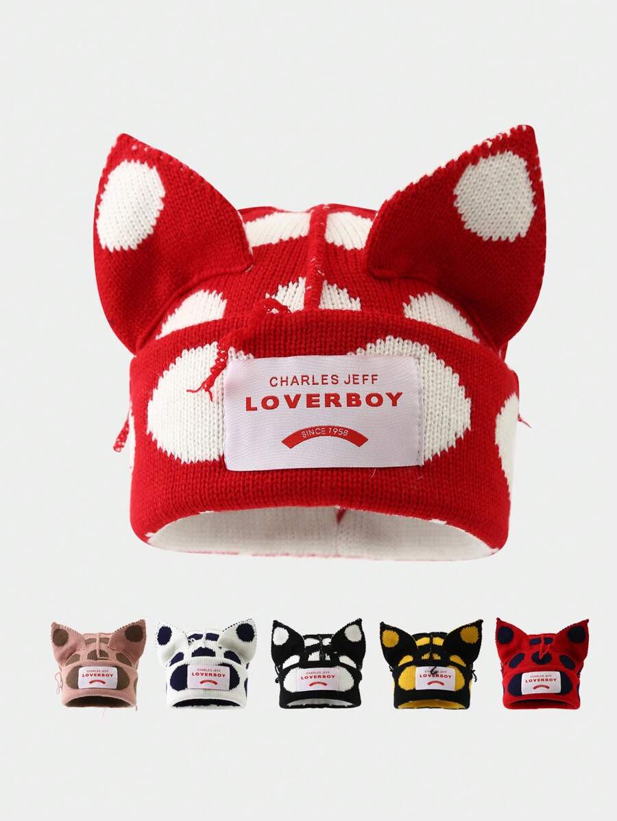 1 Peça Gorro de Malha no Estilo Y2K para Mulheres, Quente para Usar ao Ar Livre no Outono, Inverno e Halloween - Multicolorido - Visão 1