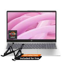 HP 15.6" FHD Laptop, AMD Ryzen 5 7520U(Beat I7-1255U), Integrated AMD Radeon Graphics Windows 11 Home With Laptop Stand, Natural Silver - 銀色 - 查看 1