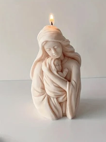 1pc Handmade Virgin Mary Holding Baby Soy Wax Scented Candle, Artcraft Photo Prop, Home Decor, Holiday Gift, Birthday Present, Relaxation, Atmosphere Enhancing, Decorative Candle, Gift Candle, Soy Candle, Candle Set, Candle Centerpiece, Birthday Candle, Candlestick, Friend Gift, Ladies Gift, Candle Home Decor, Decoration, Winter Gift, Gift Decoration, Cute Candle, Scented Candle Gifts Graduation - Multicolor - View 1