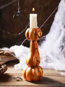 1 chân nến trang trí hình bí ngô cười sáng tạo, làm bằng vật liệu nhựa cũ, đồ trang trí nhà không cần nến, thích hợp cho Halloween, tiệc theo chủ đề, trang trí bàn - Nhiều màu - Xem 2