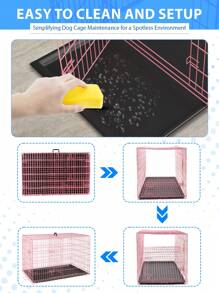 Small Dog Crate For Puppy, 24 Inch Metal Wire Pet Dog Cage For Small Animals Rabbit Indoor Outdoor Foldable Metal Dog Kennel With Divider Panel, Leak-Proof Plastic Pan - Pink - View 3