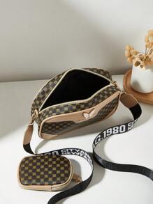 Bolso de hombro con estampado en relieve para mujeres, bolso cruzado cuadrado mini con accesorio de monedero