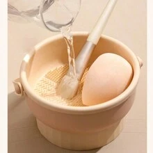 1pc Multi-Functional Makeup Cleaning Bowl With Brush Holder, Drying Rack, Suitable For Makeup Sponges And Brushes - A - View 5