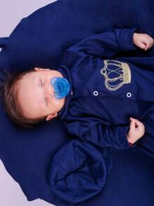 Maternity Outfit For Boy 04 Pieces Embroidered Crown Navy Blue Baby Clothes