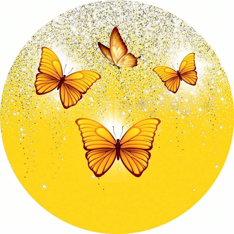 50 4cm Butterfly Label Stickers - 黃色 - 查看 1