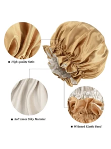 1 mũ trùm đầu bằng vải satin hai lớp có thể điều chỉnh, mũ trùm đầu bằng lụa satin thoáng khí khi ngủ, mũ trùm đầu băng đô rộng cho tóc dài, tóc xoăn, mũ trùm đầu có dây thun mềm, trở lại trường, vật dụng thiết yếu khi đi du lịch, phụ kiện tóc cho phụ nữ, tóc, thợ cắt tóc, dụng cụ làm tóc, sản phẩm chăm sóc tóc, du lịch, đồ dùng cho tóc, thiết bị làm tóc, phụ kiện, tiệm cắt tóc - Nhiều màu - Xem 4