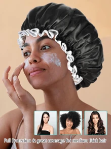 1 mũ trùm đầu bằng vải satin hai lớp có thể điều chỉnh, mũ trùm đầu bằng lụa satin thoáng khí khi ngủ, mũ trùm đầu băng đô rộng cho tóc dài, tóc xoăn, mũ trùm đầu có dây thun mềm, trở lại trường, vật dụng thiết yếu khi đi du lịch, phụ kiện tóc cho phụ nữ, tóc, thợ cắt tóc, dụng cụ làm tóc, sản phẩm chăm sóc tóc, du lịch, đồ dùng cho tóc, thiết bị làm tóc, phụ kiện, tiệm cắt tóc - Nhiều màu - Xem 2