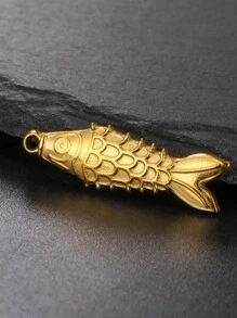 1 pieza Colgante con forma de pez pequeño 3D de acero inoxidable para pulsera, collar, manualidades