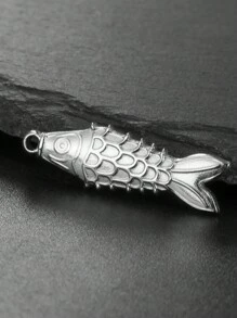 1 pieza Colgante con forma de pez pequeño 3D de acero inoxidable para pulsera, collar, manualidades