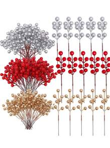 10 件人造红色浆果茎 6.49 英寸圣诞红浆果精选冬青浆果树枝用于圣诞树装饰节日 DIY 工艺品圣诞饰品婚礼家居装饰，圣诞节 - 彩色 - 查看 2