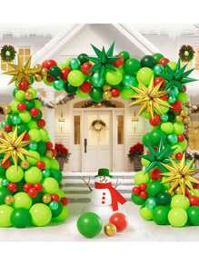 1/3/6 piezas Globos de estrellas explosivas con efecto de gotas de agua conectadas, decoración para fiestas y bodas, globos hexagonales de estrella, Navidad - Dorado - Ver 7