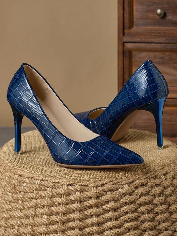 Women's Comfortable Pointed Toe Low Vamp 9cm Thin Heel Pumps, Fashionable Brown Vintage Elegant Casual Shoes
