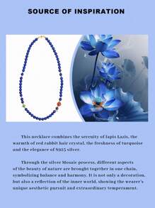 VE [VE] 1 pièce de collier de perles de lapis-lazuli naturel de haute qualité en argent, décoré de cornaline et de turquoise. Chaque pierre présente une apparence majestueuse comme le ciel nocturne, symbolisant la sagesse et la sérénité. Le port de ce collier ajoute non seulement une touche de mystère, mais inspire également la paix intérieure et la force, mettant en valeur votre charme et votre goût uniques. Les couleurs des pierres précieuses naturelles sont sélectionnées de manière aléatoire.