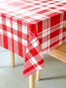 1pc Plaid Tablecloth, 3 Color Variations, Large Plaid Pattern, Rectangle 54*108inch Party Plastic Tablecloth - Multicolor - View 6