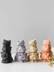 3D 三堆猫硅胶模具用于 DIY 工艺品 - 手工石膏和蜡烛制作、装饰配件、礼品创意 | 工艺工具和用品 - 白色 - 查看 3