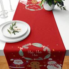 UNMISSABLE SANTA CLAUS COMBO: KIT 04 SANTA CLAUS CUSHION COVERS + KIT 3 MERRY CHRISTMAS KITCHEN MATS + CHRISTMAS TABLE RUNNER - 紅色 - 查看 3