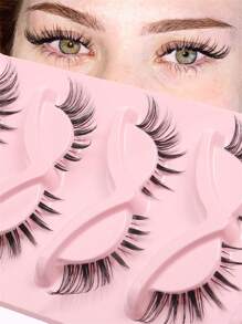 Pestañas de ojo de gato, 5 pares de pestañas postizas de ojo de zorro de pelo sintético mink, pestañas postizas esponjosas, pestañas postizas de aspecto natural para extensión de pestañas y maquillaje