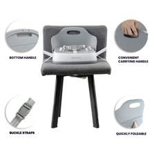 UBRAVOO Portable Folding Children's Chair Booster Seat Dinner Chair Seat For Baby Feeding Dining Chair, Kids' Supplies With Three-Point Seat Belts Christmas Gifts - Xám - Xem 5