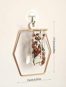 1pc Nordic Style Geometric Glass Tube Wall Hanging Vase, Iron & Glass, For Living Room, Kitchen, Bathroom Decor, Spring Summer - Multicolor - View 11