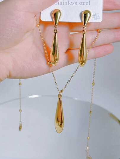 Orecchini pendenti con ciondolo geometrico in acciaio inossidabile, collana asimmetrica dal design metallico, adatta sia per l'uomo che per la donna per uso quotidiano