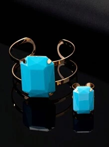 Anillos y pulseras con forma de cuadrados multicolores de cristales exagerados, estilo de moda para uso diario, oficina, fiesta, boda, vacaciones, regalo - pedrería - Ver 19