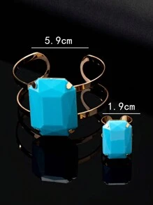 Anillos y pulseras con forma de cuadrados multicolores de cristales exagerados, estilo de moda para uso diario, oficina, fiesta, boda, vacaciones, regalo - pedrería - Ver 11